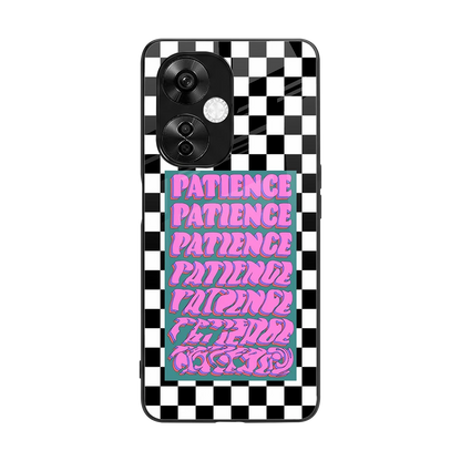 Patience Checkered back phone cover | glass case for oneplus nord ce 3 lite