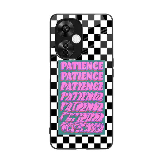 Patience Checkered back phone cover | glass case for oneplus nord ce 3 lite