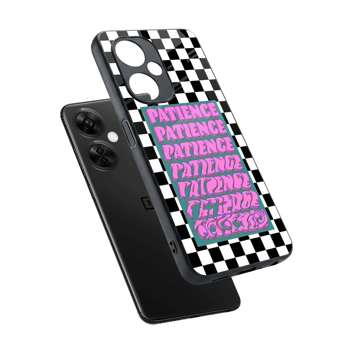 Patience Checkered sleek oneplus nord ce 3 lite cover with tempered glass back and TPU edges