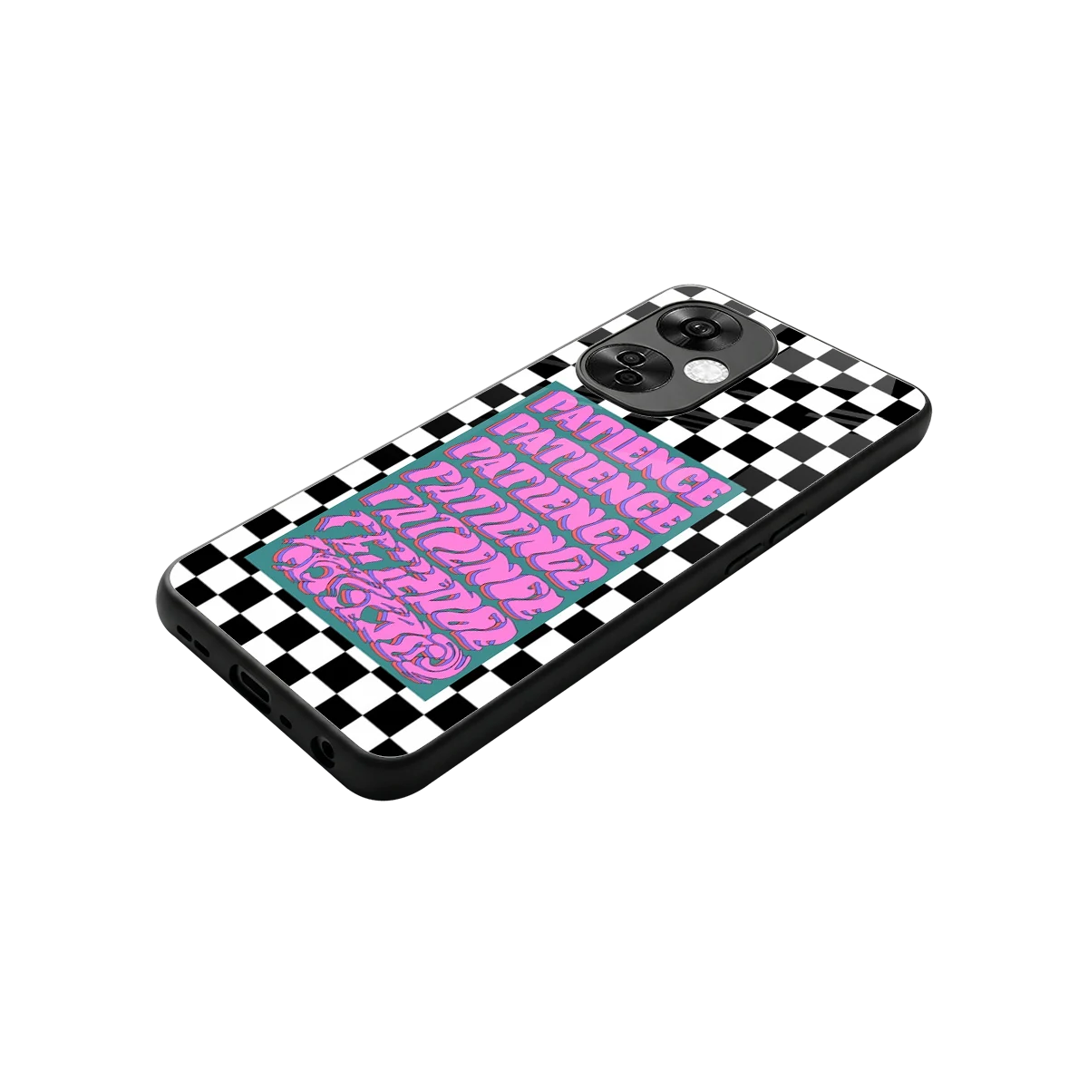 Patience Checkered stylish phone case for oneplus nord ce 3 lite | glossy glass and slim fit