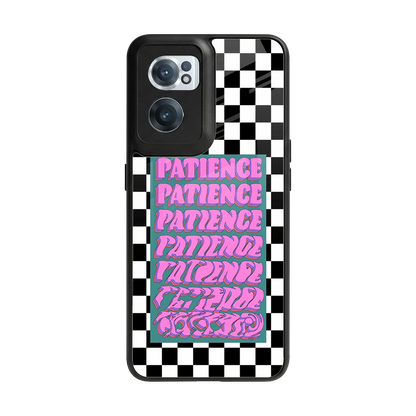 Patience Checkered back phone cover | glass case for oneplus nord ce 2