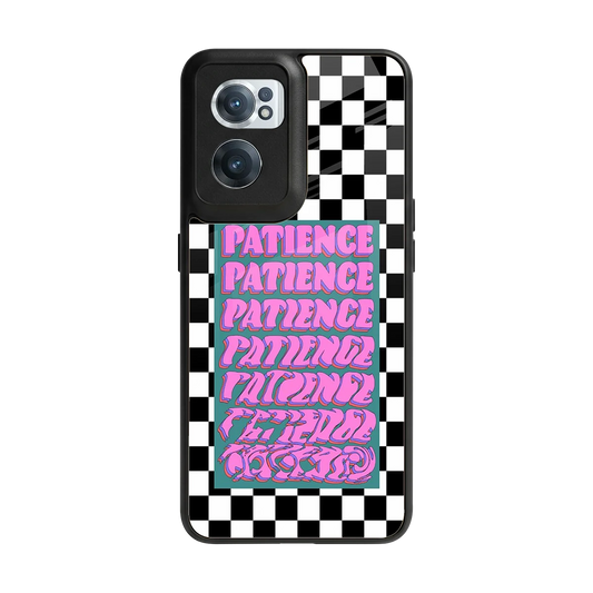 Patience Checkered back phone cover | glass case for oneplus nord ce 2