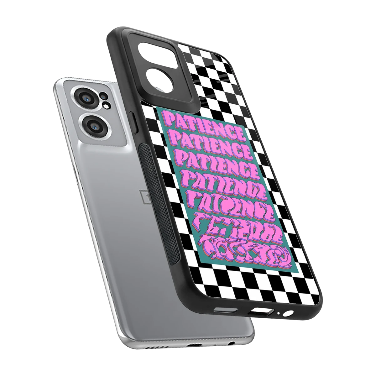Patience Checkered sleek oneplus nord ce 2 cover with tempered glass back and TPU edges
