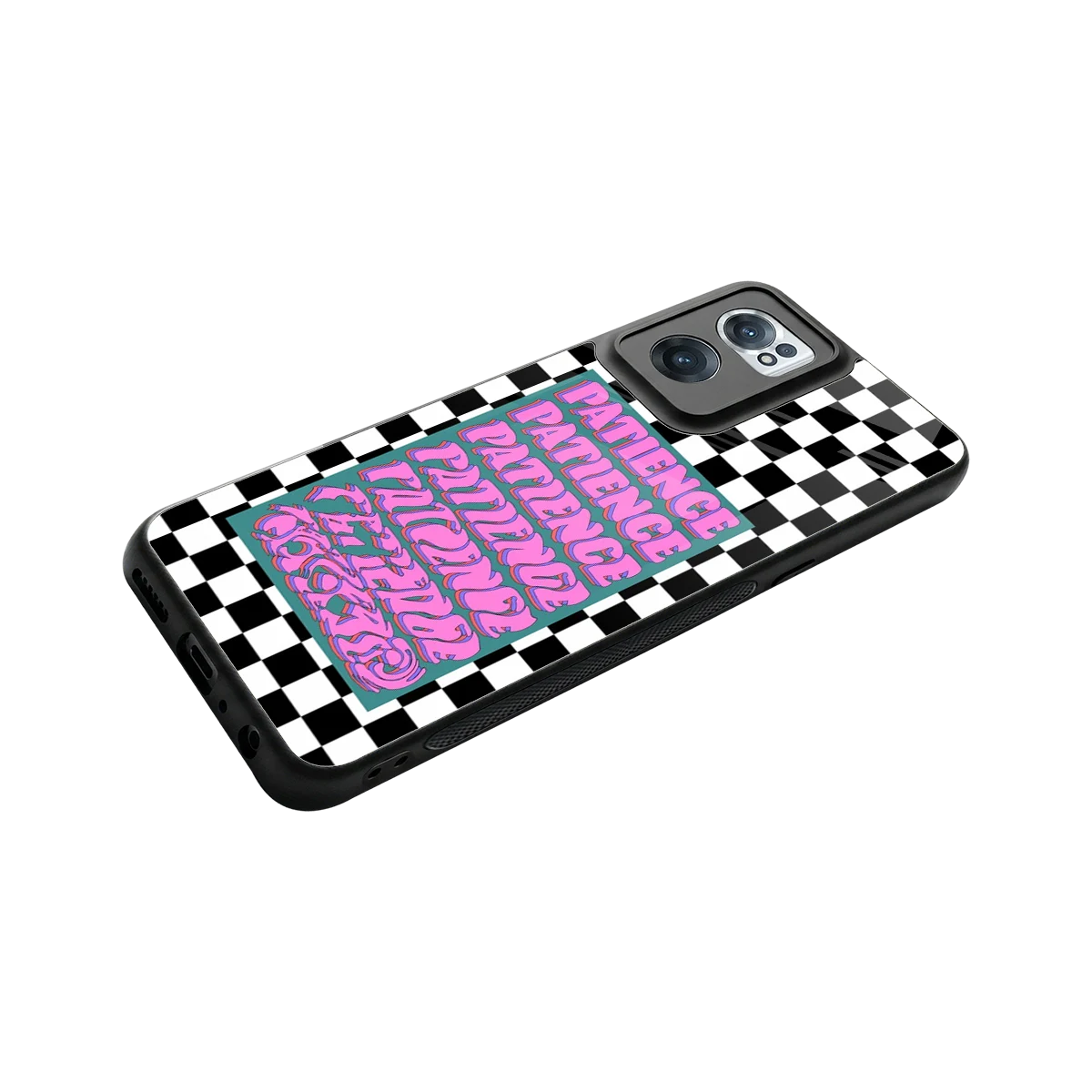 Patience Checkered stylish phone case for oneplus nord ce 2 | glossy glass and slim fit