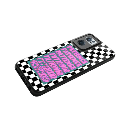 Patience Checkered stylish phone case for oneplus nord ce 2 | glossy glass and slim fit