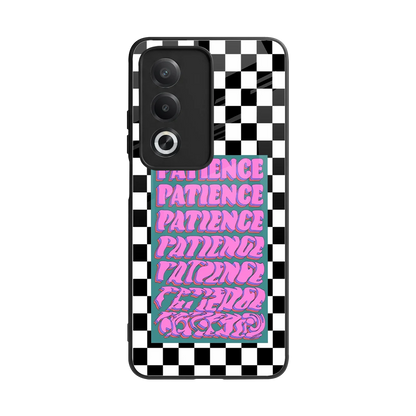 Patience Checkered back phone cover | glass case for oppo a3 pro