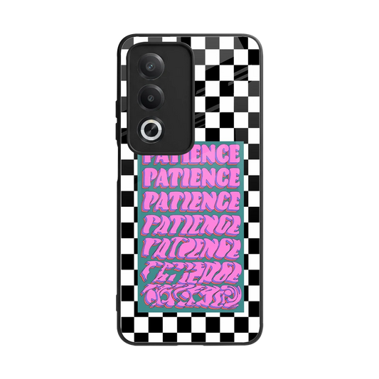 Patience Checkered back phone cover | glass case for oppo a3 pro