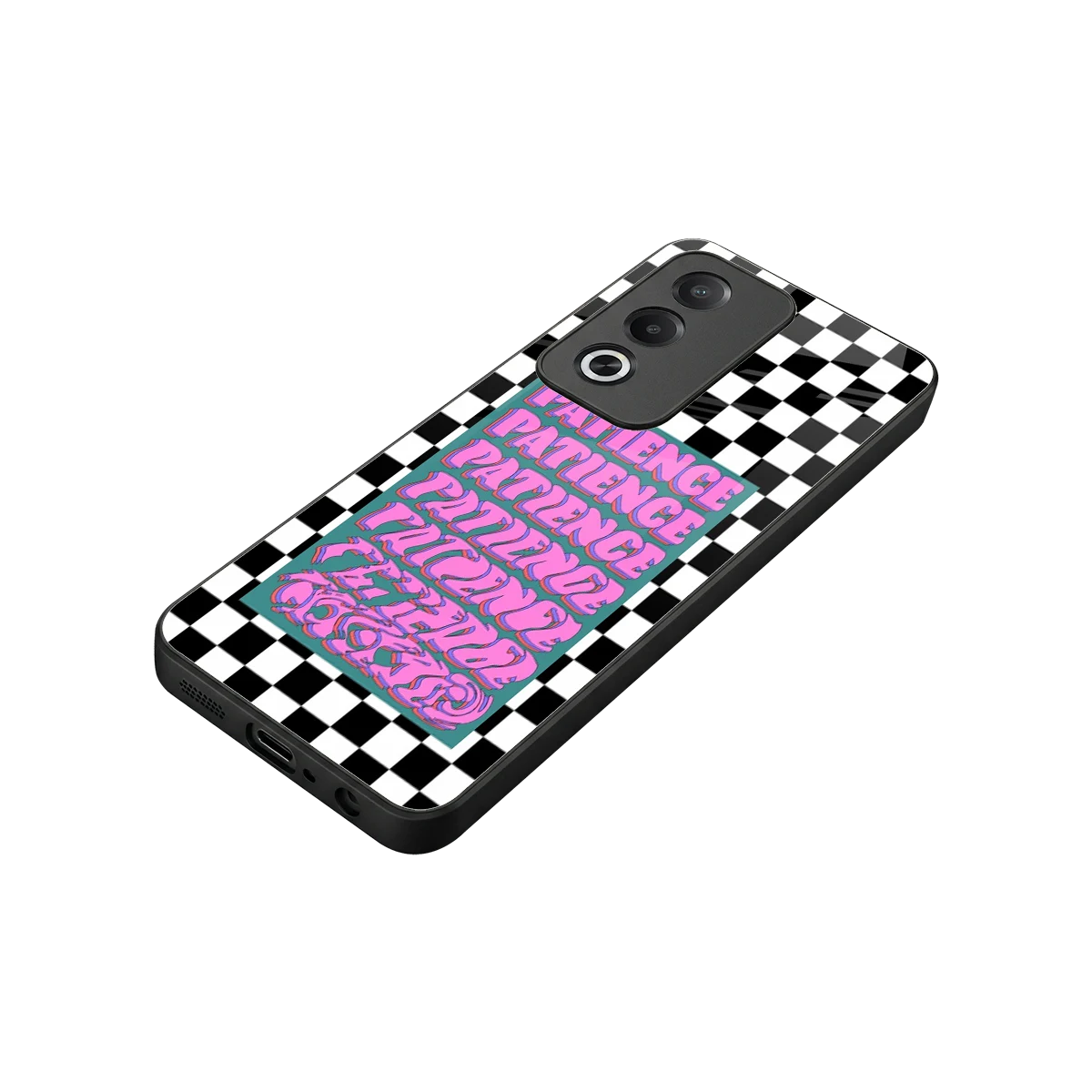 Patience Checkered stylish phone case for oppo a3 pro | glossy glass and slim fit