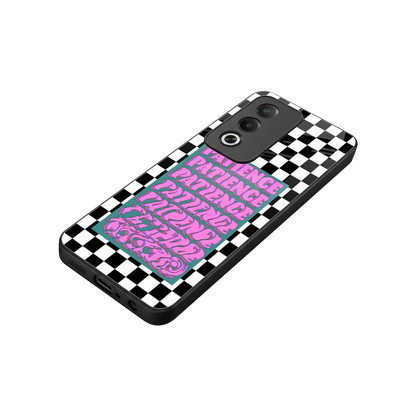 Patience Checkered stylish phone case for oppo a3 pro | glossy glass and slim fit