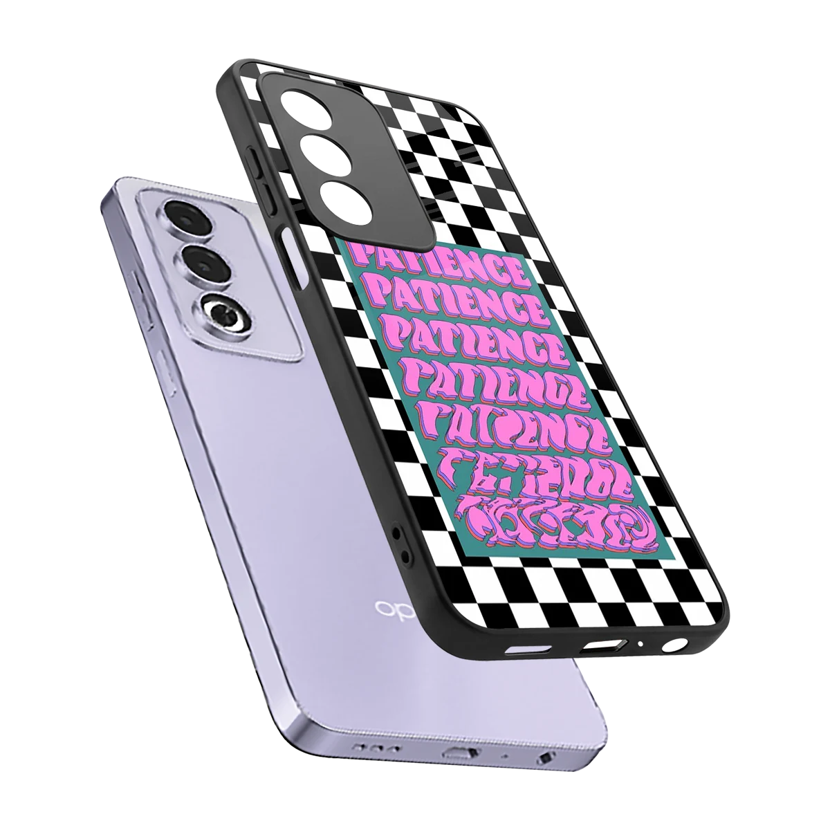 Patience Checkered sleek oppo a3 pro cover with tempered glass back and TPU edges