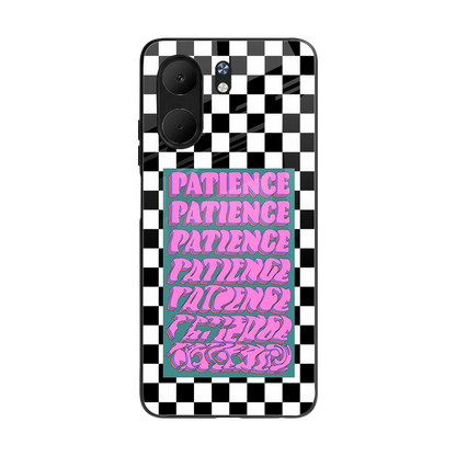Patience Checkered back phone cover | glass case for oppo a5x 5g