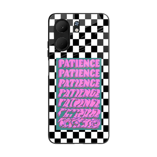 Patience Checkered back phone cover | glass case for oppo a5x 5g