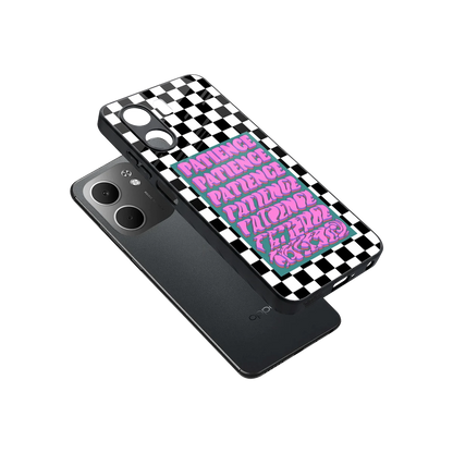Patience Checkered sleek oppo a5x 5g cover with tempered glass back and TPU edges