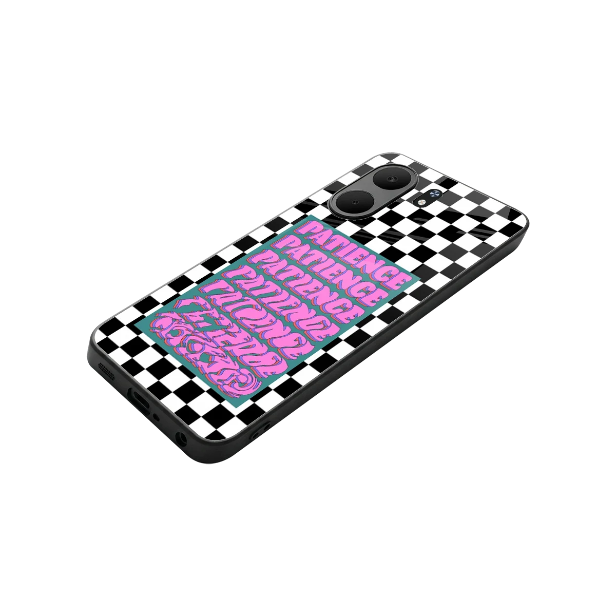 Patience Checkered stylish phone case for oppo a5x 5g | glossy glass and slim fit