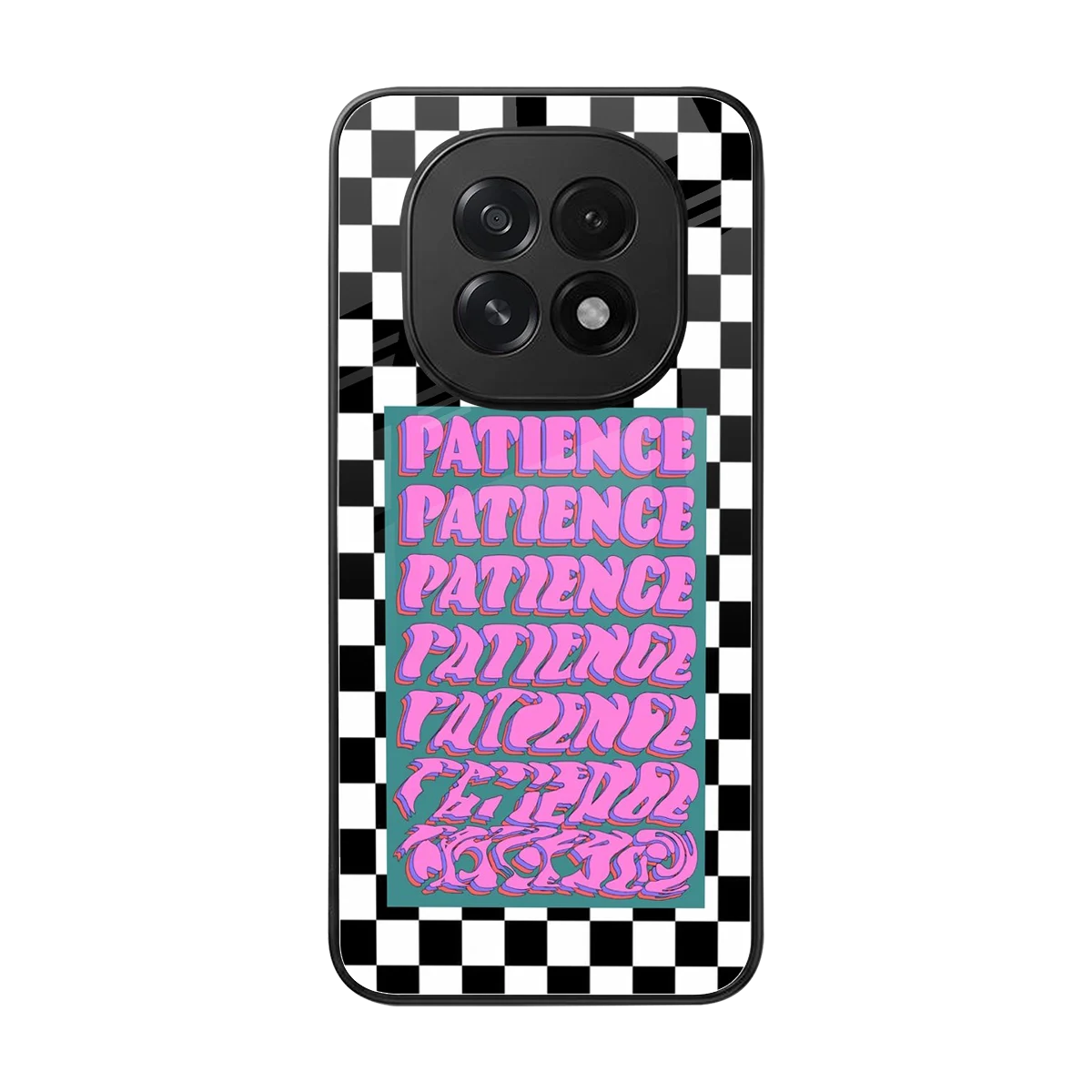 Patience Checkered back phone cover | glass case for oppo f29 5g