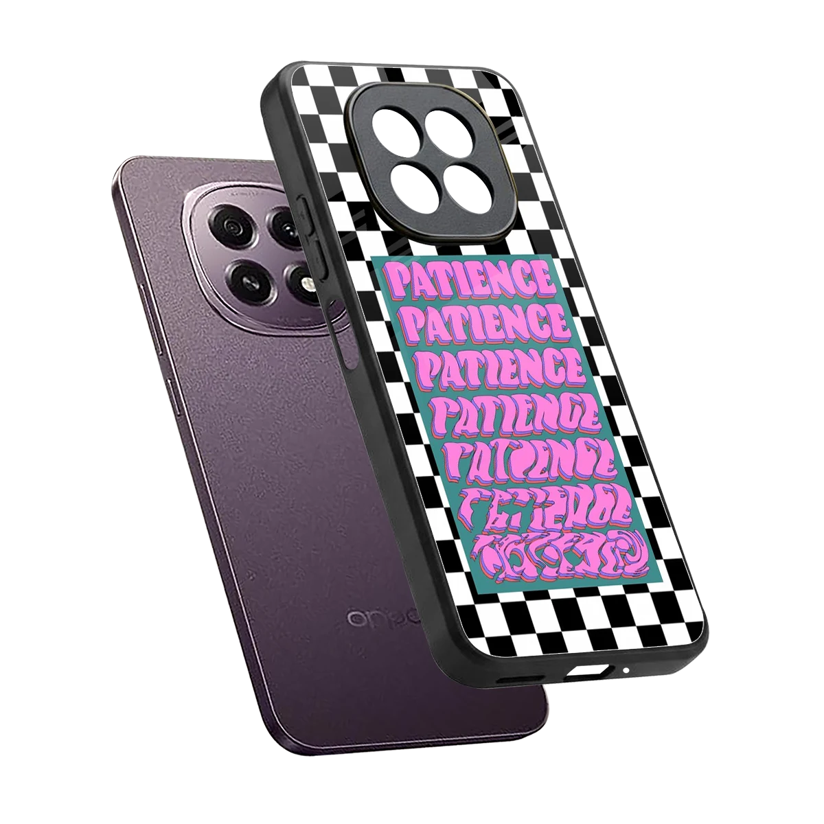Patience Checkered sleek oppo f29 5g cover with tempered glass back and TPU edges