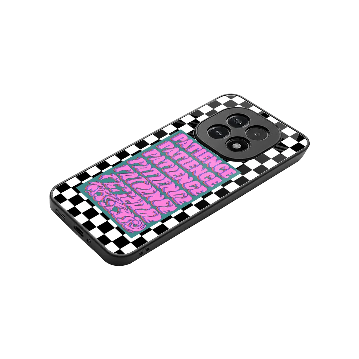 Patience Checkered stylish phone case for oppo f29 5g | glossy glass and slim fit
