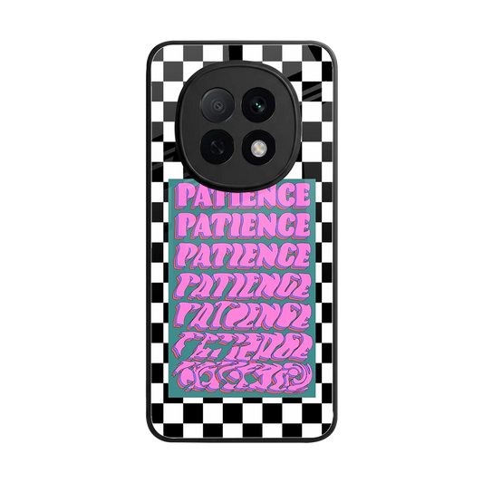 Patience Checkered back phone cover | glass case for oppo f29 pro 5g