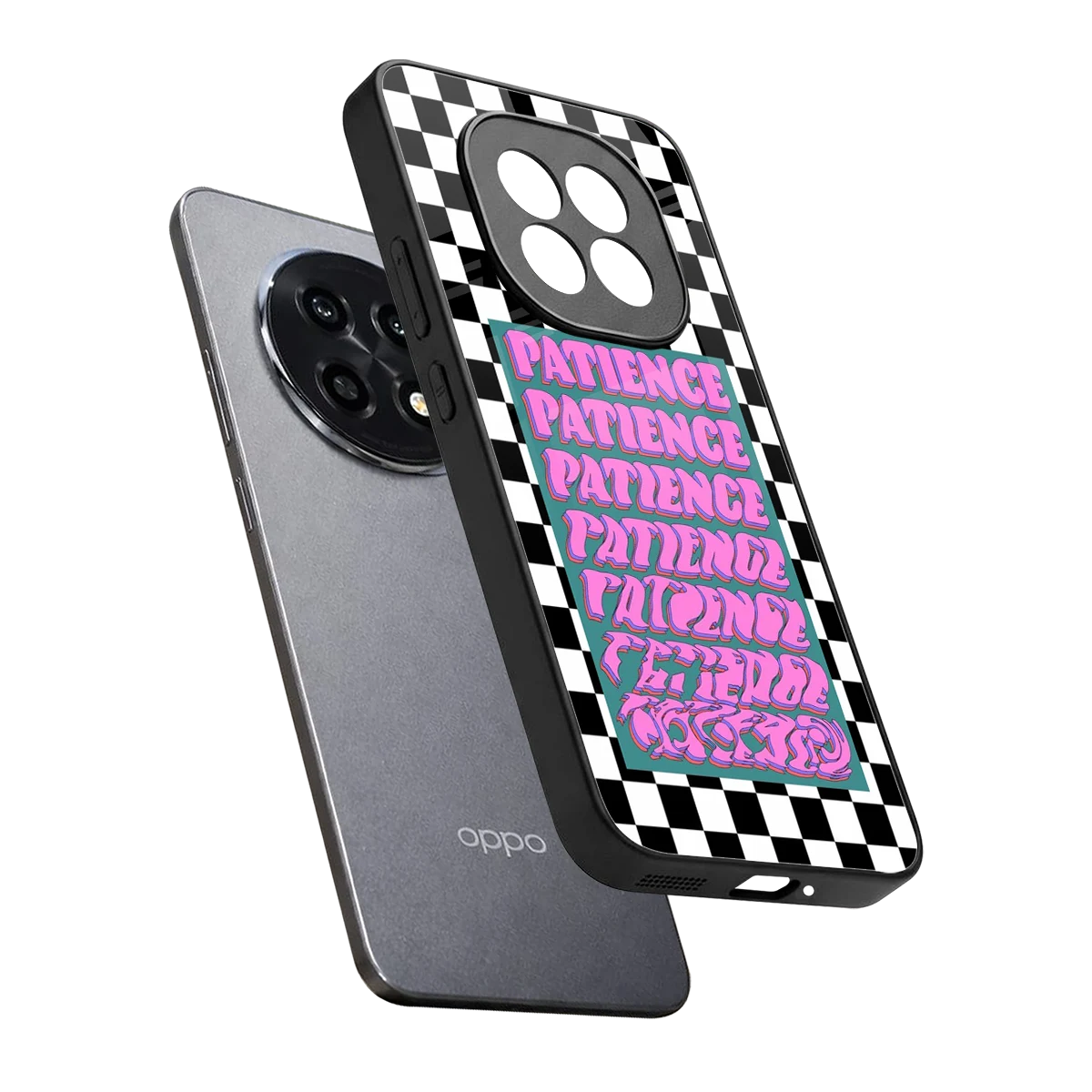 Patience Checkered sleek oppo f29 pro 5g cover with tempered glass back and TPU edges