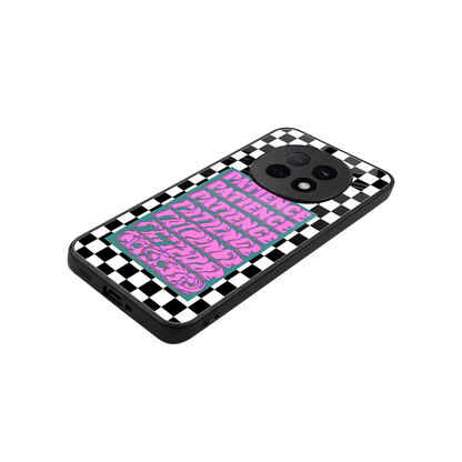 Patience Checkered stylish phone case for oppo f29 pro 5g | glossy glass and slim fit