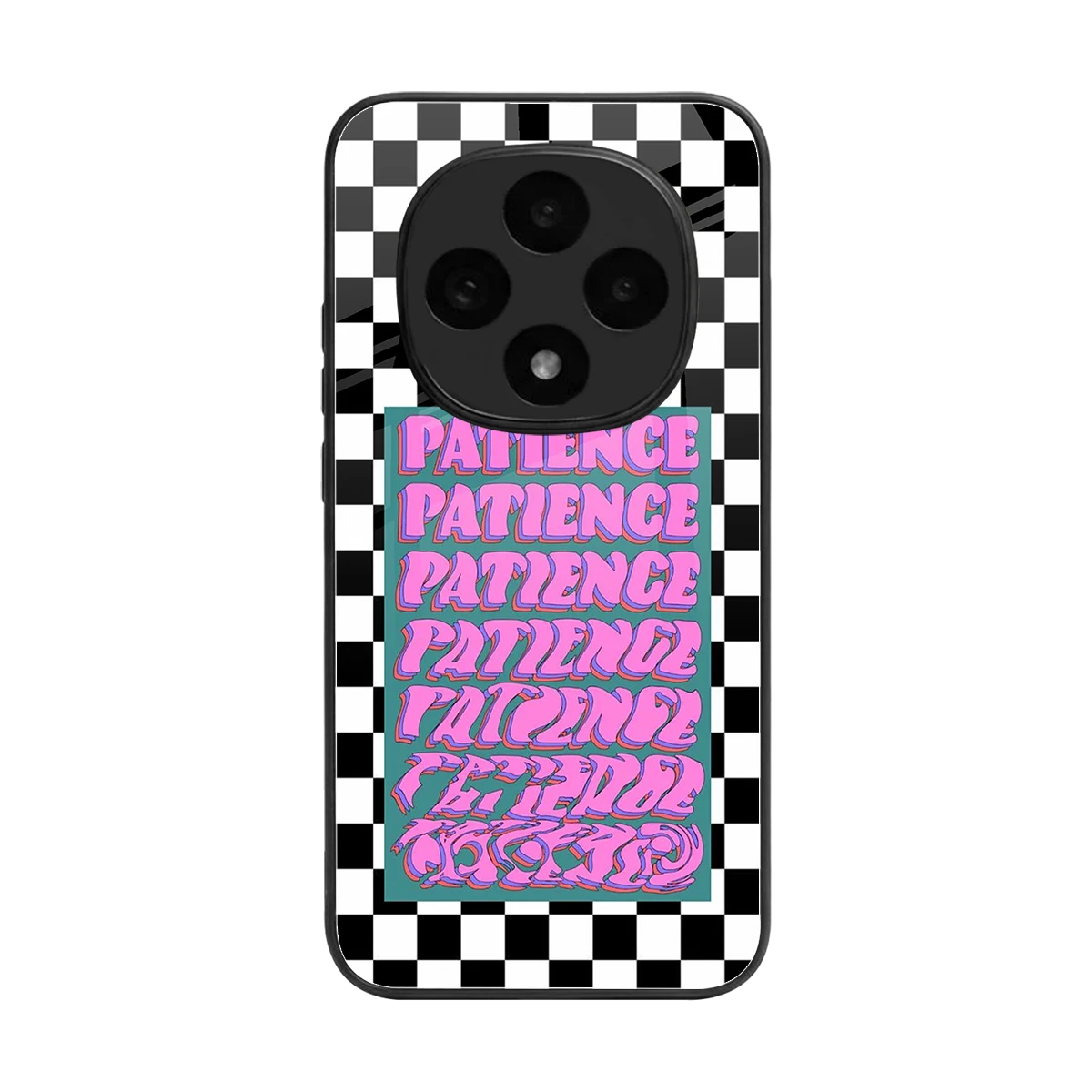 Patience Checkered back phone cover | glass case for oppo f31 pro 5g