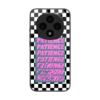 Patience Checkered back phone cover | glass case for oppo f31 pro 5g