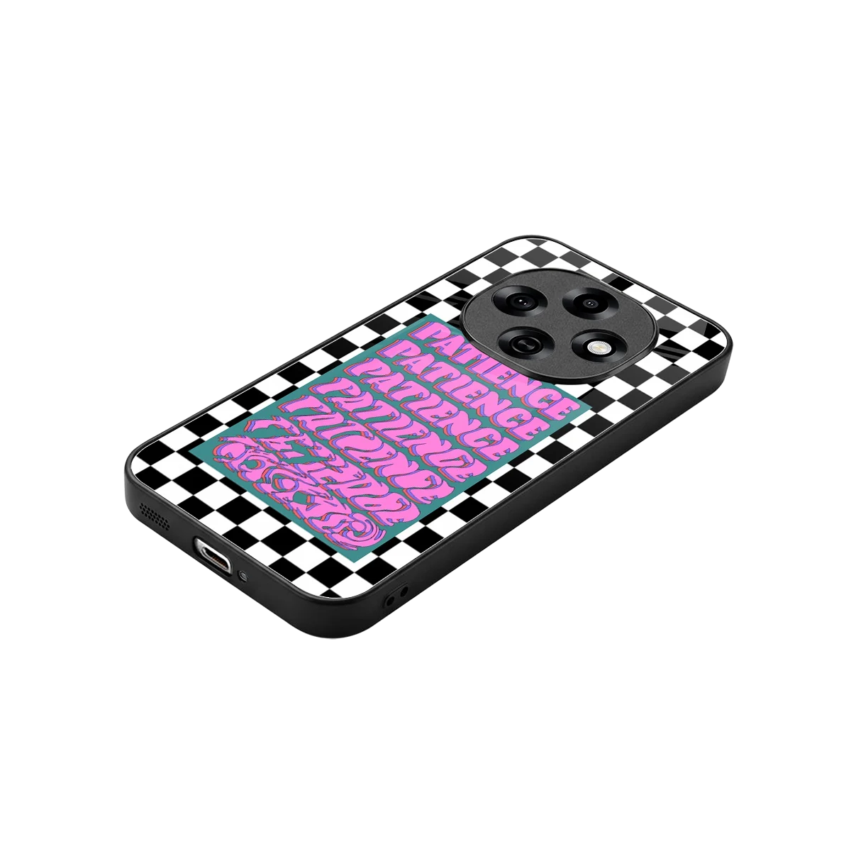 Patience Checkered stylish phone case for oppo f31 pro 5g | glossy glass and slim fit