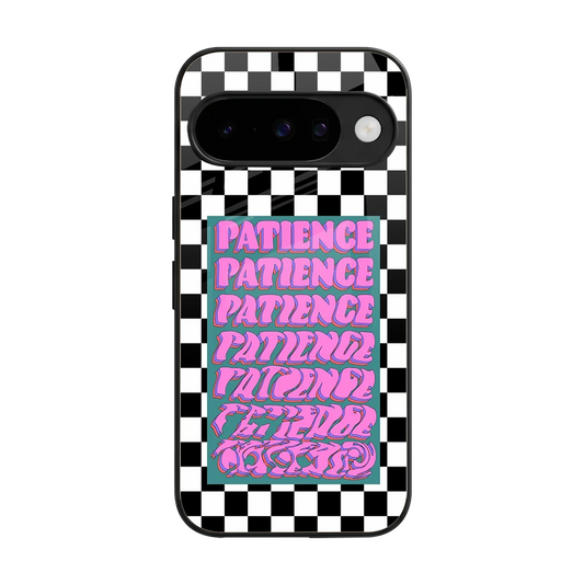 Patience Checkered back phone cover | glass case for google pixel 10