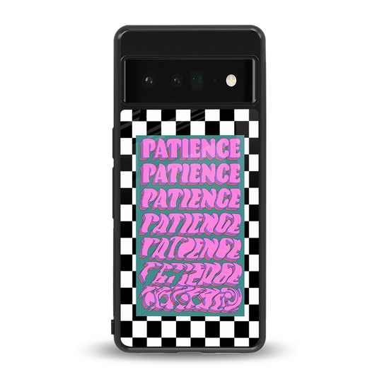 Patience Checkered back phone cover | glass case for google pixel 6 pro