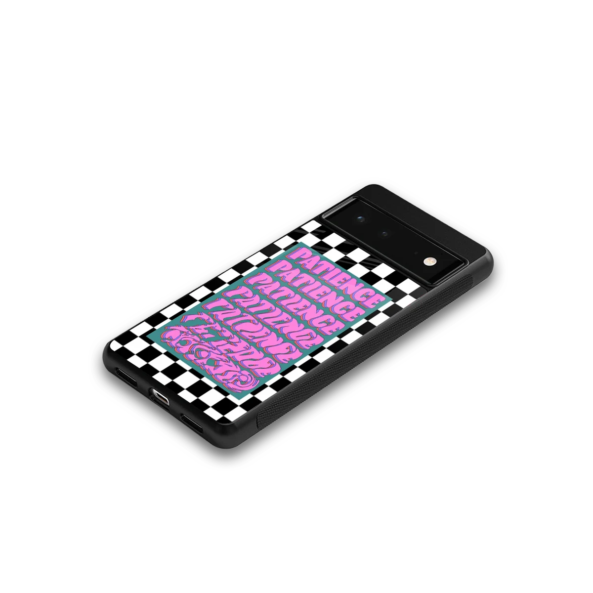 Patience Checkered google pixel 6a mobile cover | shockproof glass phone case