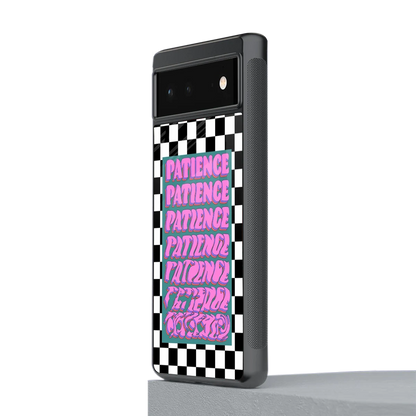 Patience Checkered stylish phone case for google pixel 6a | glossy glass and slim fit