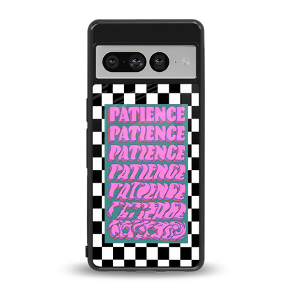 Patience Checkered back phone cover | glass case for google pixel 7 pro