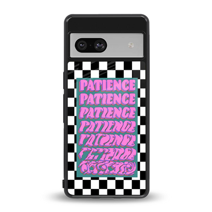 Patience Checkered back phone cover | glass case for google pixel 7a
