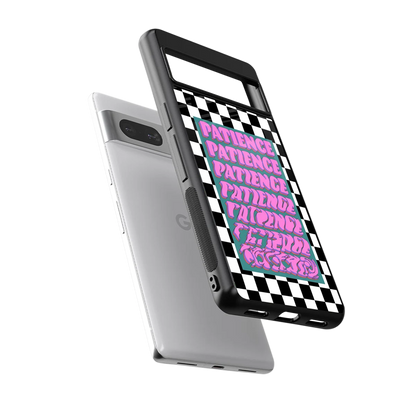 Patience Checkered sleek google pixel 7 cover with tempered glass back and TPU edges