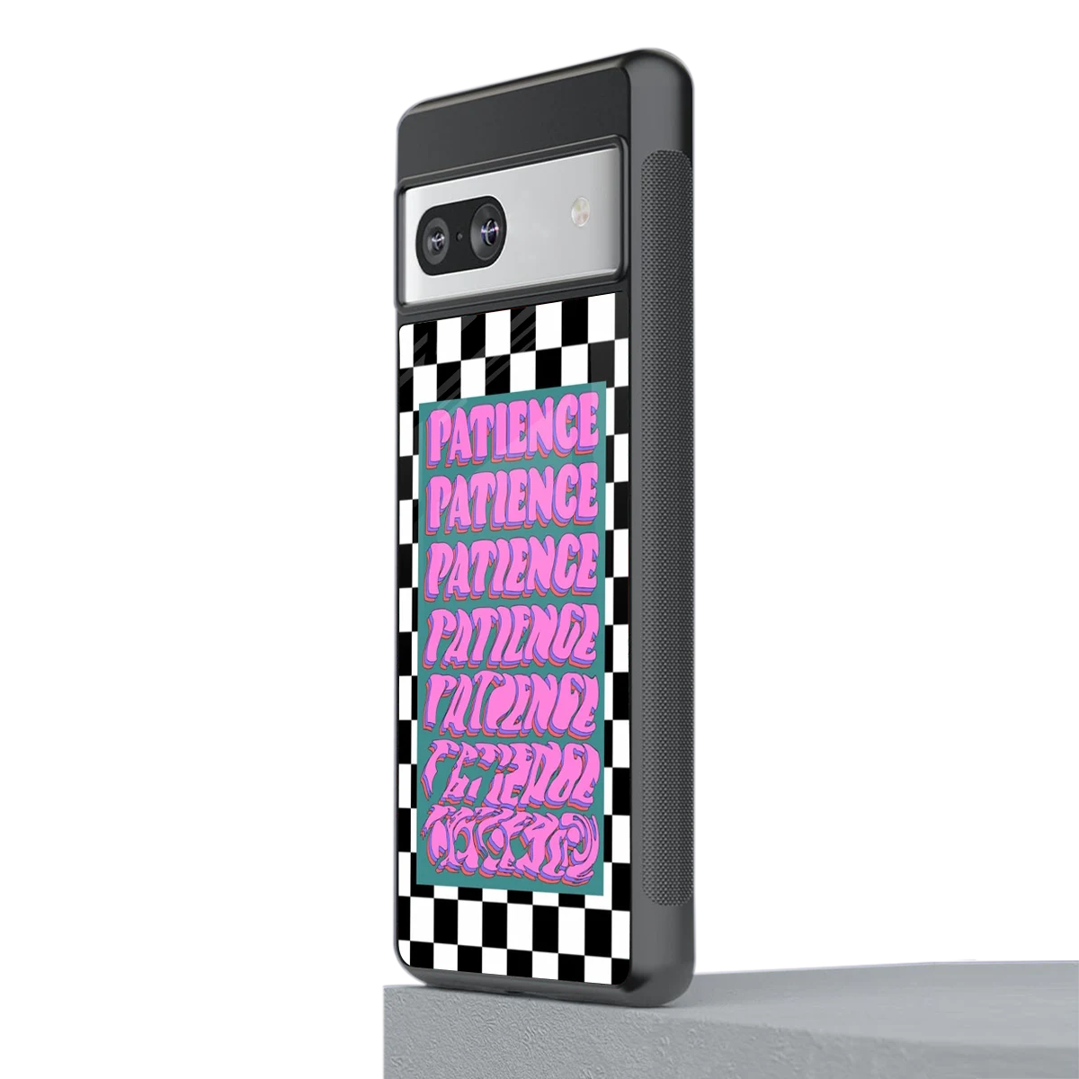 Patience Checkered stylish phone case for google pixel 7 | glossy glass and slim fit