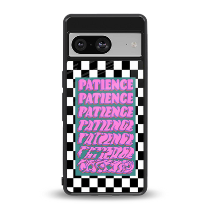 Patience Checkered back phone cover | glass case for google pixel 8