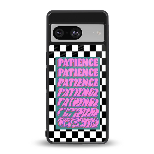 Patience Checkered back phone cover | glass case for google pixel 8