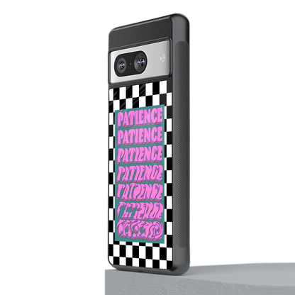 Patience Checkered stylish phone case for google pixel 8 | glossy glass and slim fit