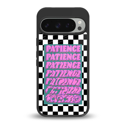 Patience Checkered back phone cover | glass case for google pixel 9 pro xl