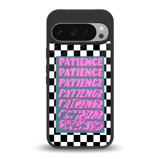 Patience Checkered back phone cover | glass case for google pixel 9 pro xl