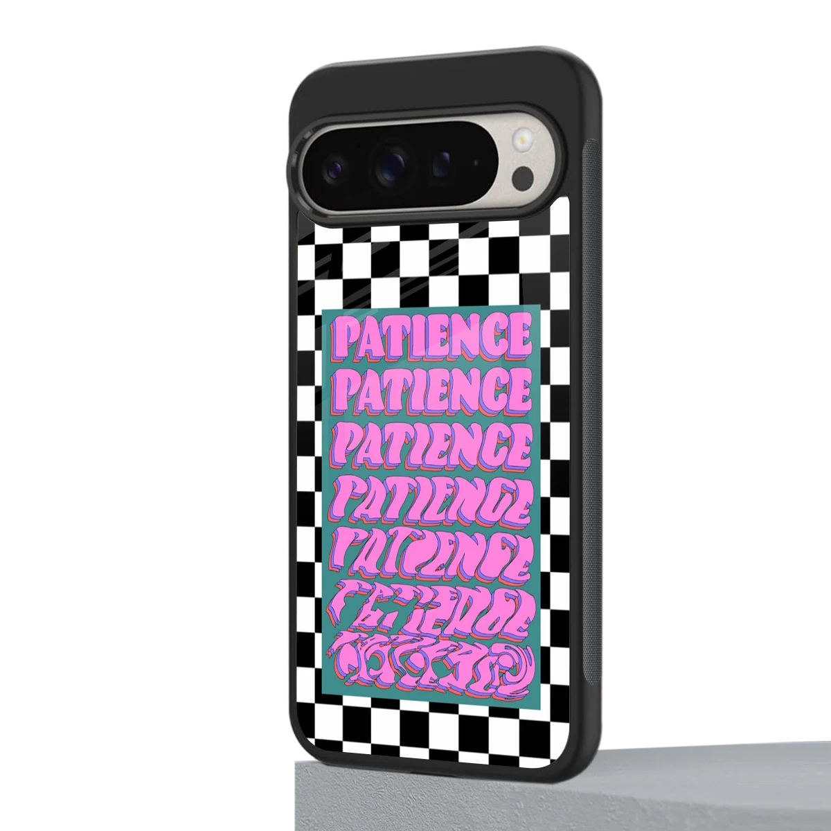 Patience Checkered google pixel 9 pro mobile cover | shockproof glass phone case