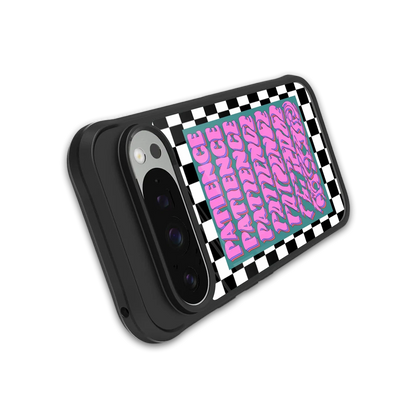 Patience Checkered stylish phone case for google pixel 9 pro xl | glossy glass and slim fit