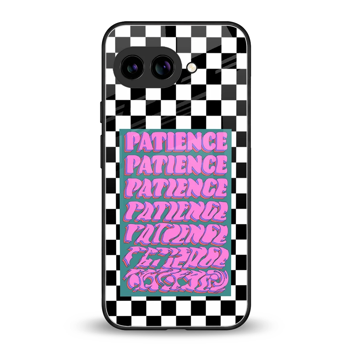 Patience Checkered back phone cover | glass case for google pixel 10a
