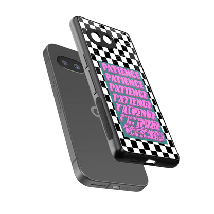 Patience Checkered sleek google pixel 10a cover with tempered glass back and TPU edges