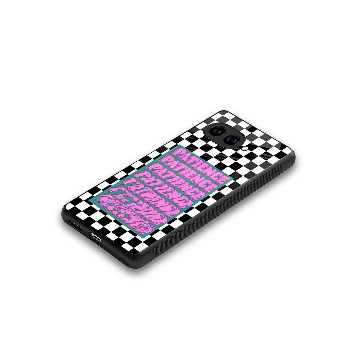 Patience Checkered stylish phone case for google pixel 10a | glossy glass and slim fit