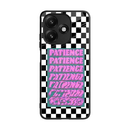 Patience Checkered back phone cover | glass case for redmi 12 5g