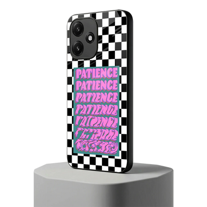 Patience Checkered redmi 12 5g mobile cover | shockproof glass phone case