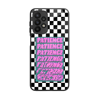 Patience Checkered back phone cover | glass case for samsung galaxy a23