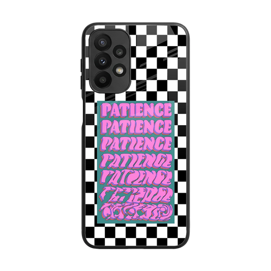 Patience Checkered back phone cover | glass case for samsung galaxy a23