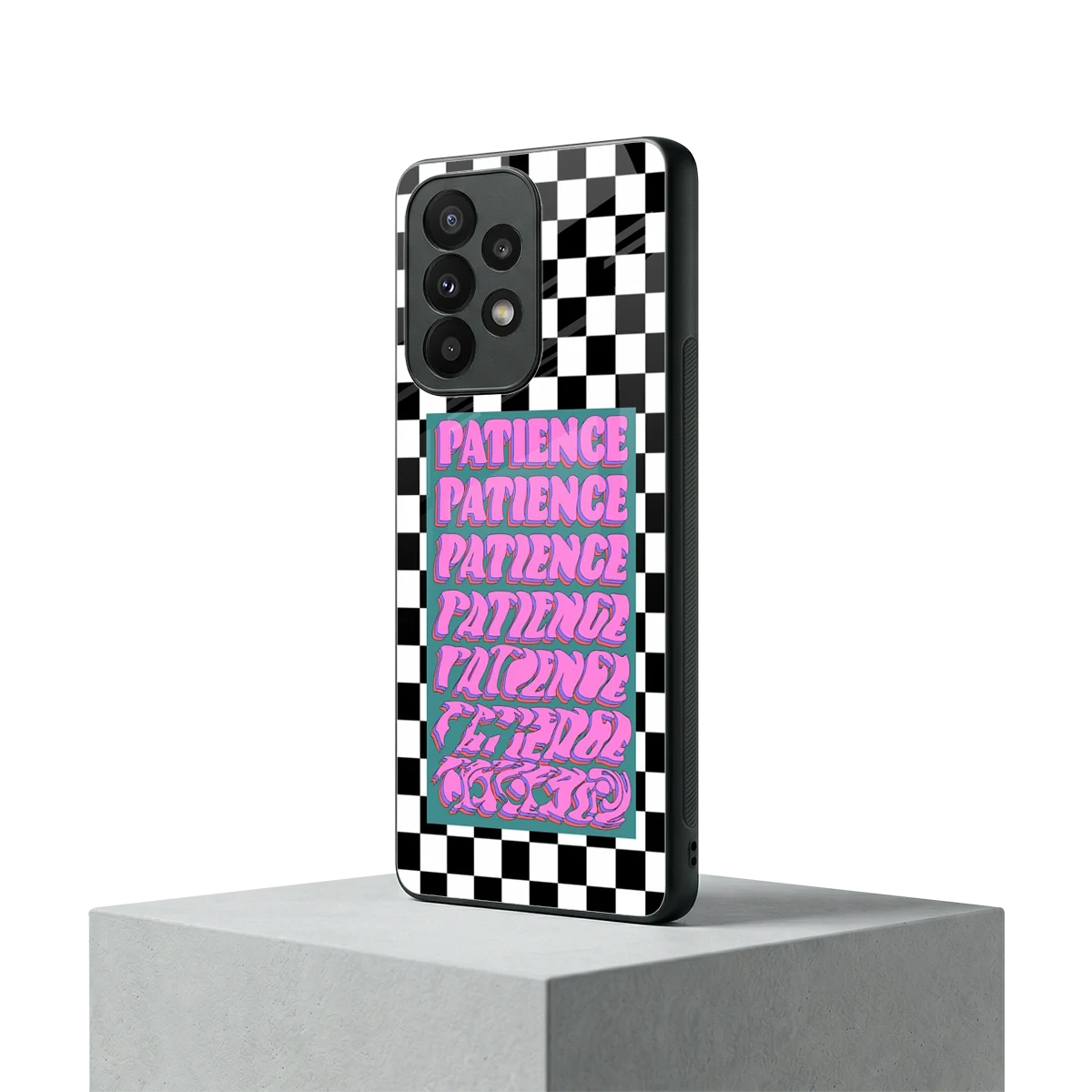 Patience Checkered samsung galaxy a23 mobile cover | shockproof glass phone case